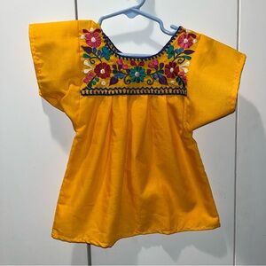 Yellow Embroidered Kids Mexican Top size 2